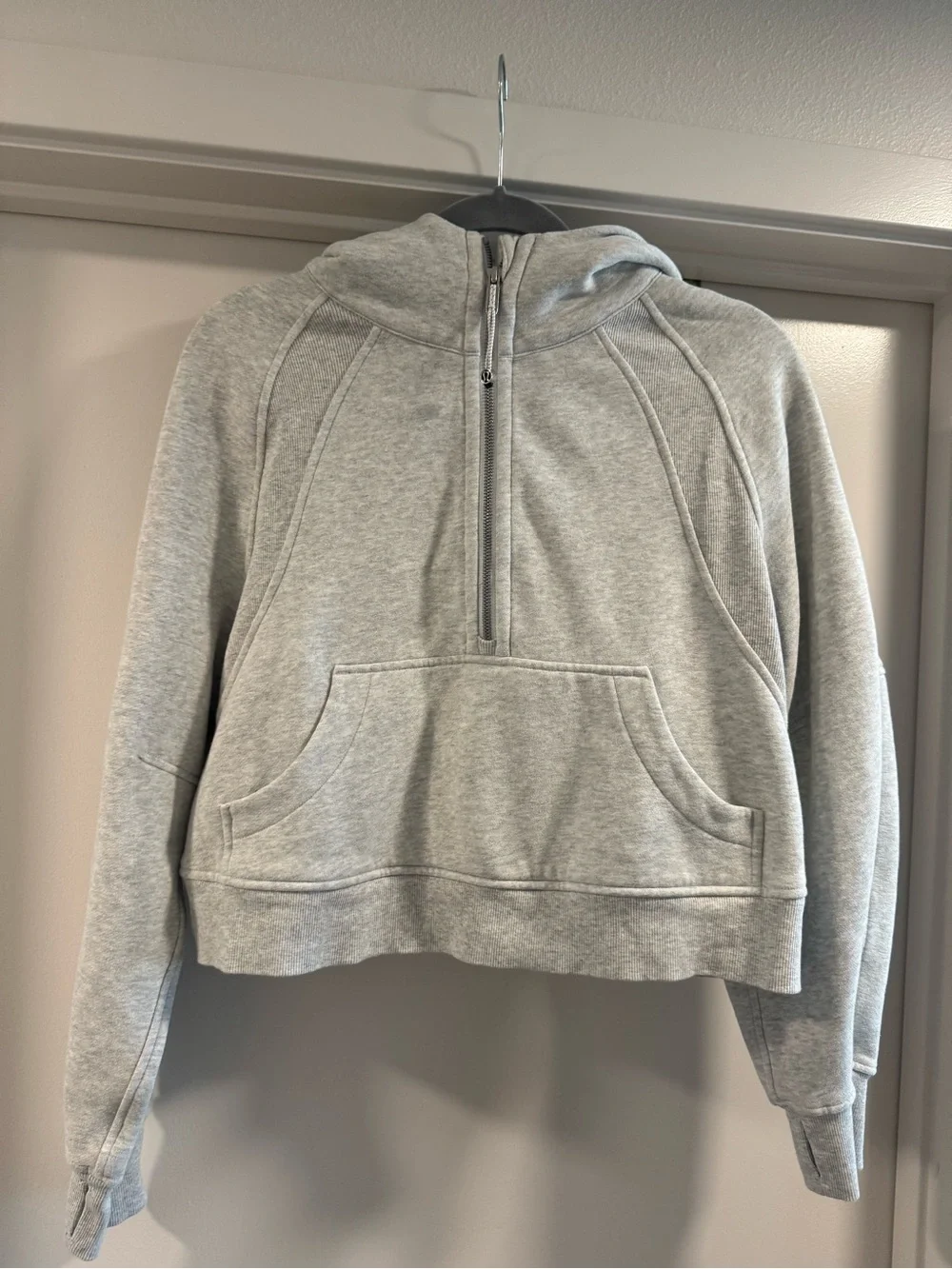 Lululemon Scuba Oversized Heather Light Gray Half-Zip Hooded Pullover